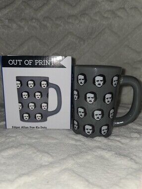 Out of Print Edgar Allan Poe-ka Dots Grey Ceramic Mug